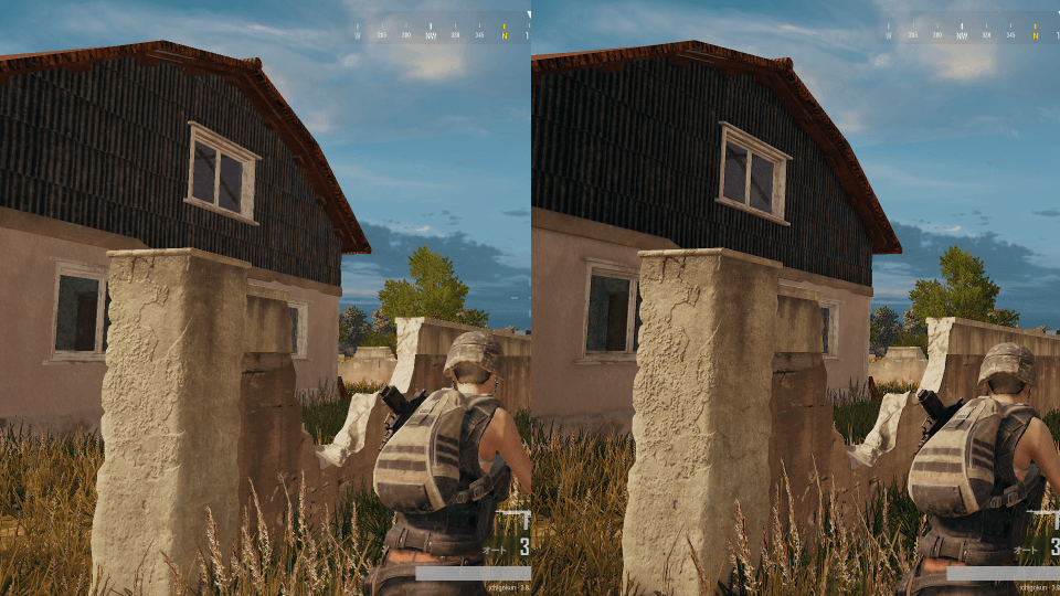 PUBGの画質設定による見え方の違い